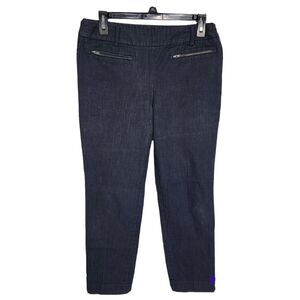 Talbots Petites Womens Pants Size 6P Chatham Indigo Blue Faux Denim Zip Pockets